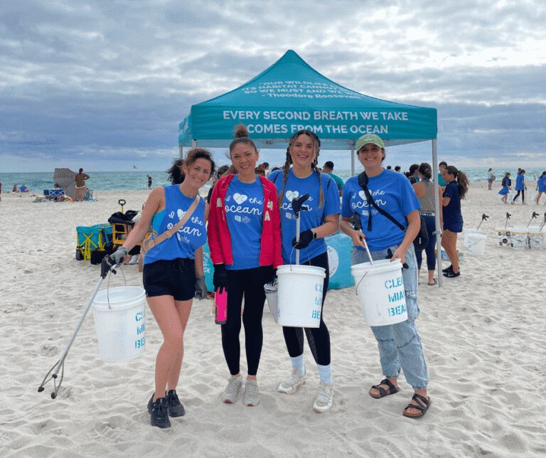 Image Of All Downs Law Group Employees, Jordana Arauz, Rachel Martin, Esq., And Dorothy Harrison With Clean Miami Beach Clean-Up Volunteers For Event Sponsored By The Downs Law Group Titled &Quot;I Love The Ocean&Quot;