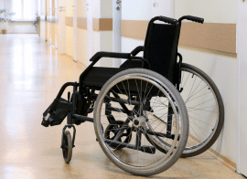 Wheelchair Pictured In Hospital Hallway Belonging To Disabled Veteran